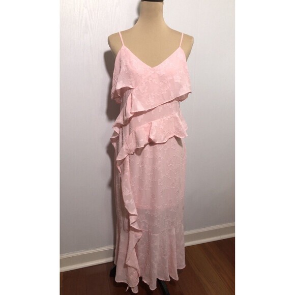 Wild Fable Dress Women's Large Pink Pastel Ruffle Textured Midi Slip Y2K New - Picture 2 of 16